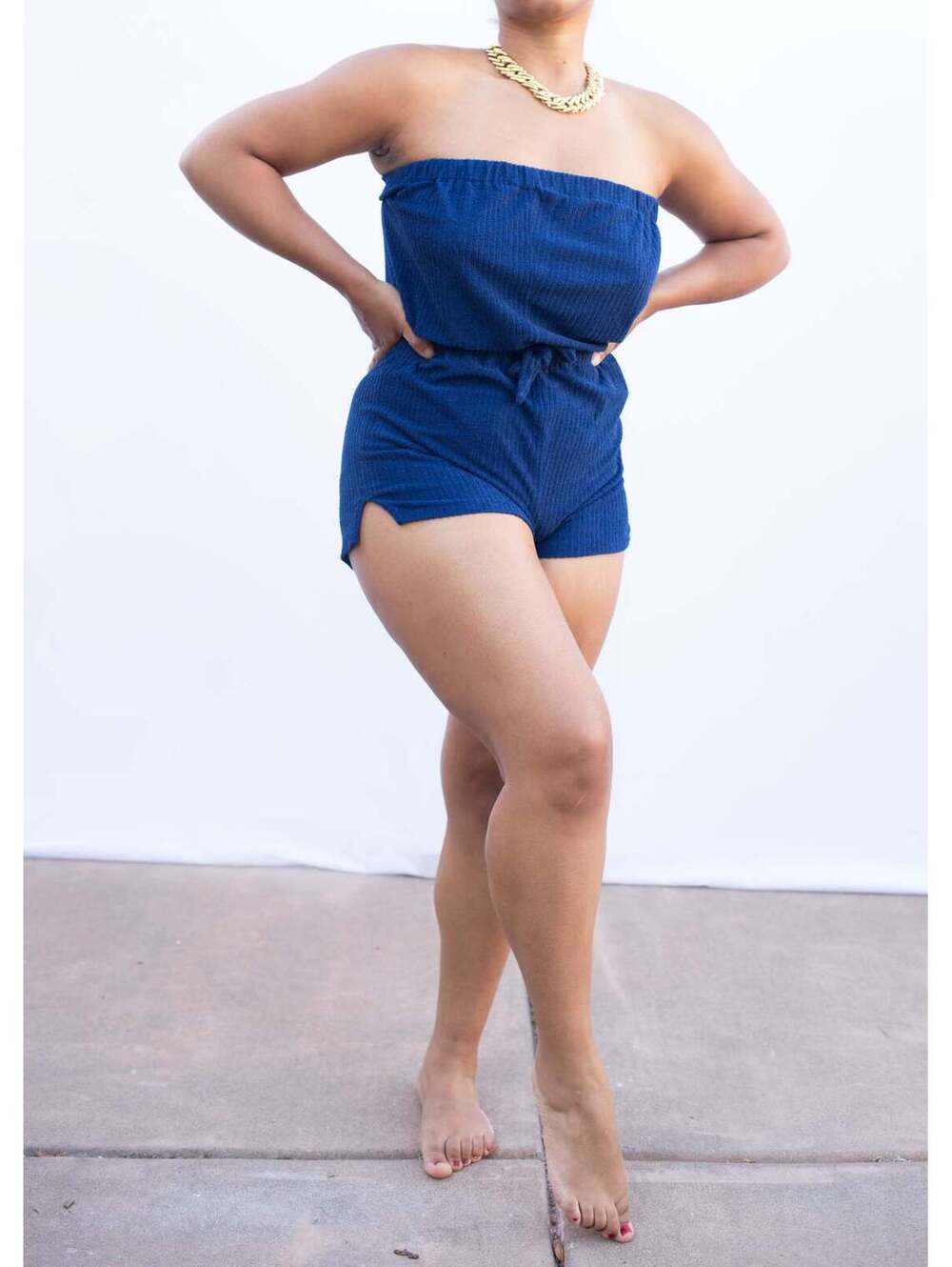 Navy Terry Cloth Romper